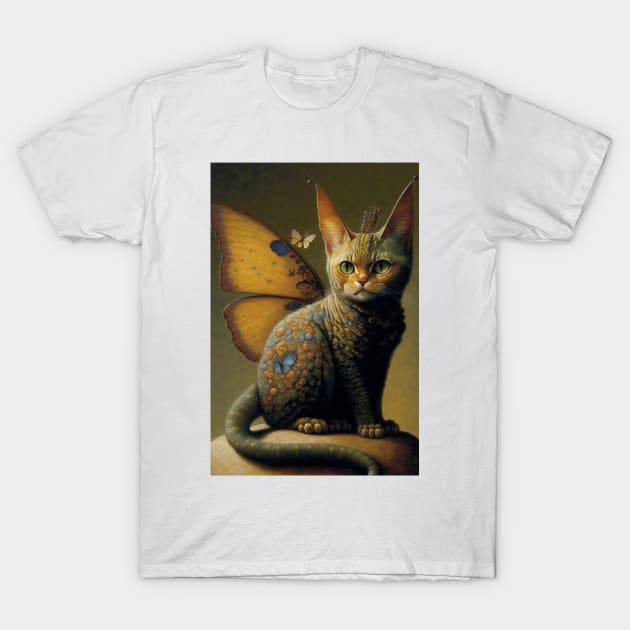 Vintage Cat Dragon with Butterfly Wings T-Shirt by styleandlife